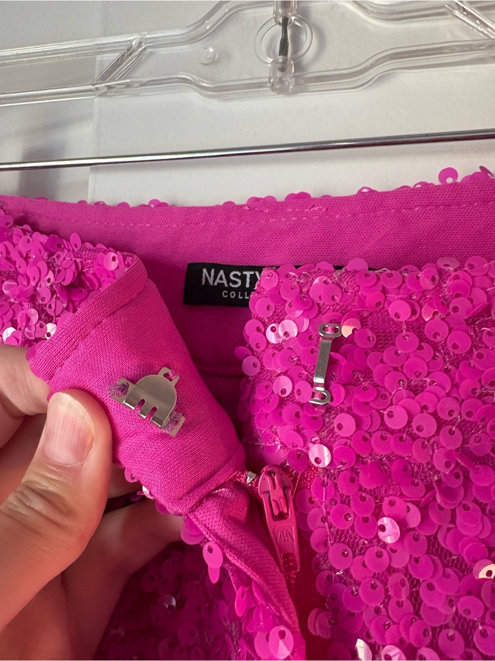 Nasty Gal Hot Pink Sequin Wide-Leg Pants - Picture 4 of 6